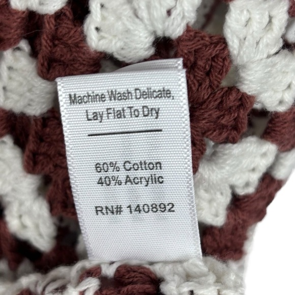 MARINE LAYER CELESTE HANDMADE CROCHET GRANNY SQUARE RETRO 70S UNLINED MINI DRESS - Picture 15 of 15